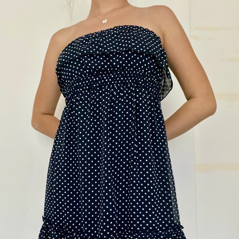 Strapless Chiffon Blue Summer Dress